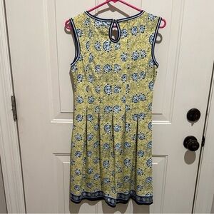 Floral Sleeveless Dress with Blue Accents